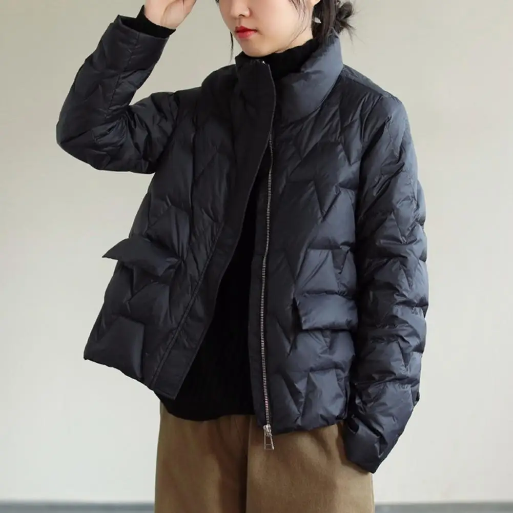

Winter Thick Stand Collar Parkas Women Fashion Waist Coats Women Elegant Solid Short Padded Jackets Female Ladies