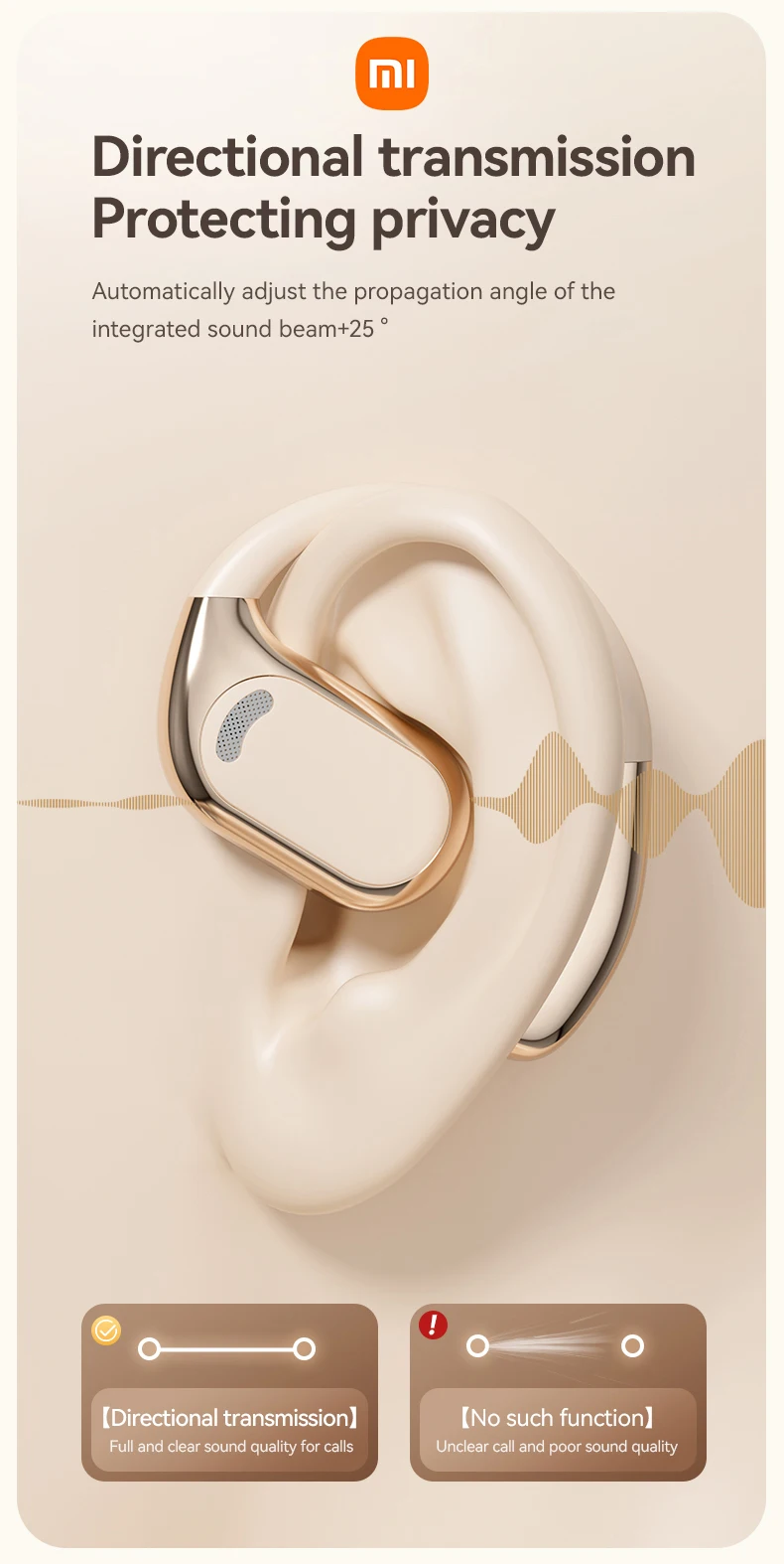XIAOMI TWS M76 Wireless Earphone Bluetooth Ear Hook Sport Running Headphone HIFI Stereo Sound LED Display Headset Built-in Mic