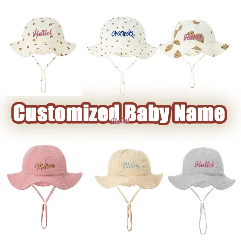 2-teiliges Set mit individuellem Namen, Babymütze und Schnullerclip, verstellbarer Sonnenhut aus Bio-Baumwolle für Unisex-Kinderzimmer-Ausflugszubehör – Detail 5