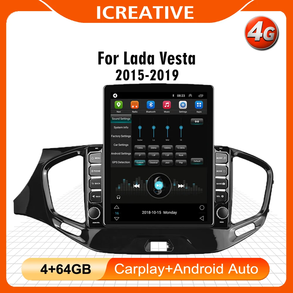 

For Lada Vesta 2015-2019 4G Carplay Android 9.7" Tesla Screen Car Multimedia Player Auto GPS Navigator WIFI Head Unit With Frame