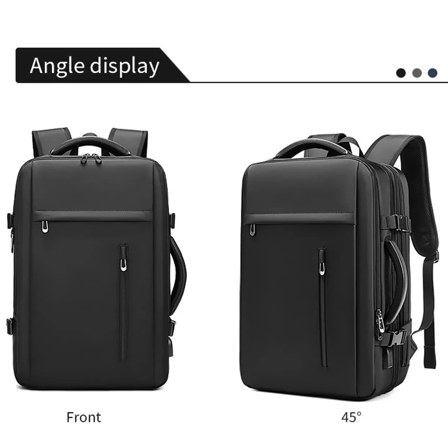 Men Scalable Business Backpack Travel Knapsack Luggage Bag Laptop Storage Pack 17.3 Computer Handbag With Waterproof Raincoat