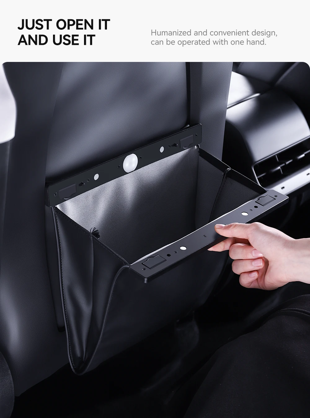 YZ For Tesla Model 3 Y Juniper Car Garbage Bag Waterproof Magnetic Adsorption Trash Can Back Seat Hanging PU Leather Storage Box
