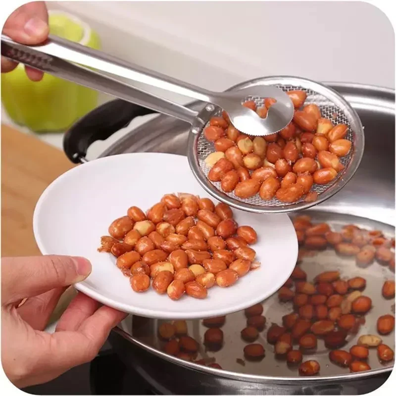 Stainless Steel Filter Spoon Clip Multi-Functional Oil-Frying Skimmer BBQ Food Tongs Salad Strainer Kitchen Cooking Tools cooking tongs cooking spoons