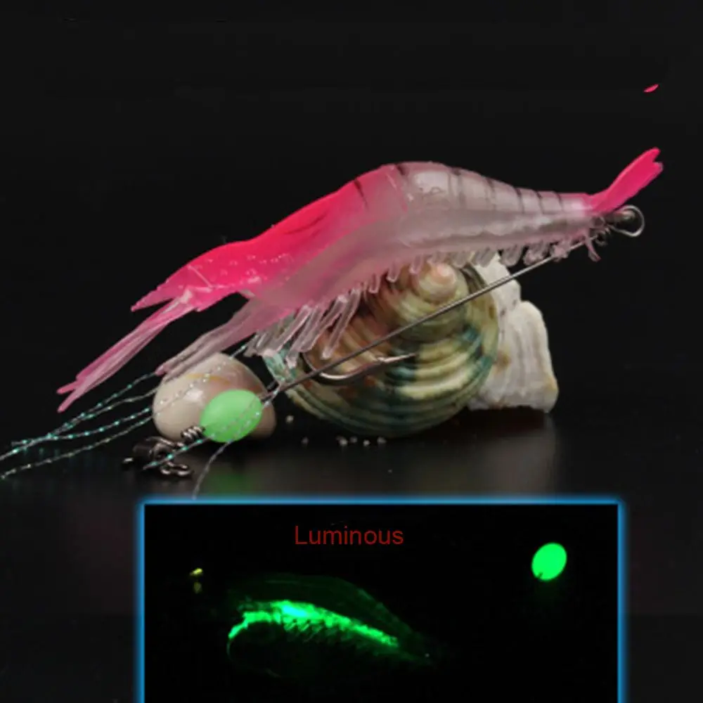 Lifelike Artificial Luminescent Shrimp Fishing Lure Fishing Luminous Lures Fishing Bait Hooks