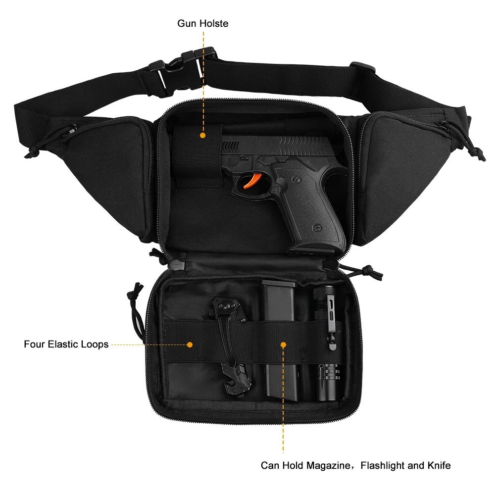 Tactical Gun Waist Bag Holster Chest Training Hiking Shooting Hunting Pistol Pouch Bag Airsoft Paintball Combat Bags pistol holster,gun holster,gun bag,gun accessories,hunting holster,gun holster fanny pack