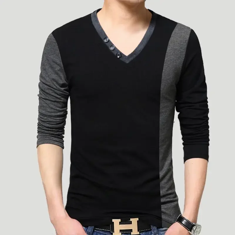 Sudadera con cuello en V de algodón 100%, tendencias de moda 2024, camisetas para hombre, diseñador de lujo coreano de primavera, venta de Harajuku, nuevos jerseys para hombre