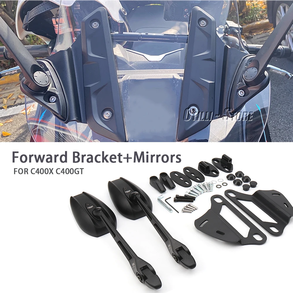 백미러 전방 금속 브래킷 키트, BMW C400 GT C 400X 400GT c400x c400gt C400GT C400X 오토바이 액세서리, 블랙