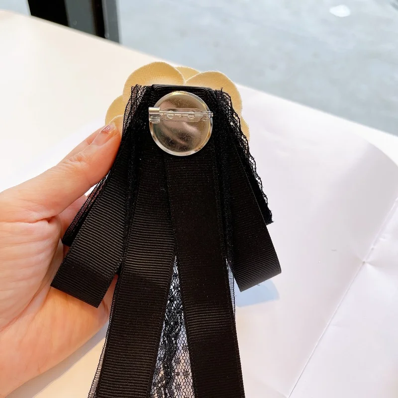 Black Camellia Lapel Brooch Coat - ジャケット・アウター