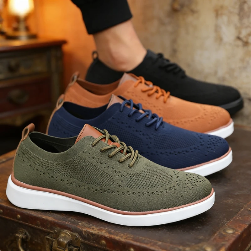 New Modern Men's Casual Shoes Breathable Upper Non-Slip Sole Wear-Resistant Urban Daily Shoes Lightweight Sole Outdoor Shoes Men