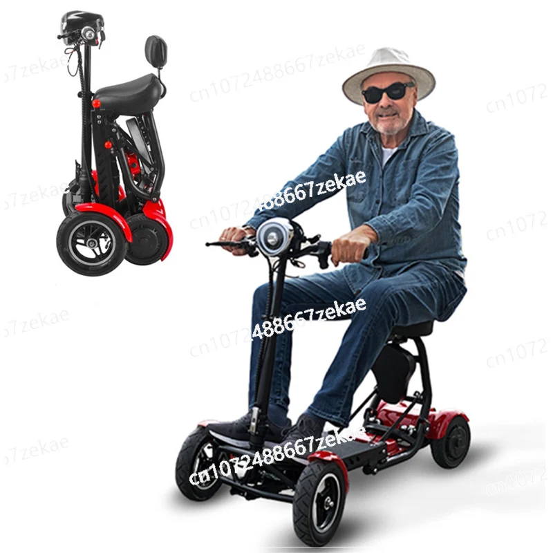

4 Wheel Drive Mobility Scooters for Seniors Foldable Lightweight 500W 36V 10 Inches Off Road Electric Scooter with 2 Seats