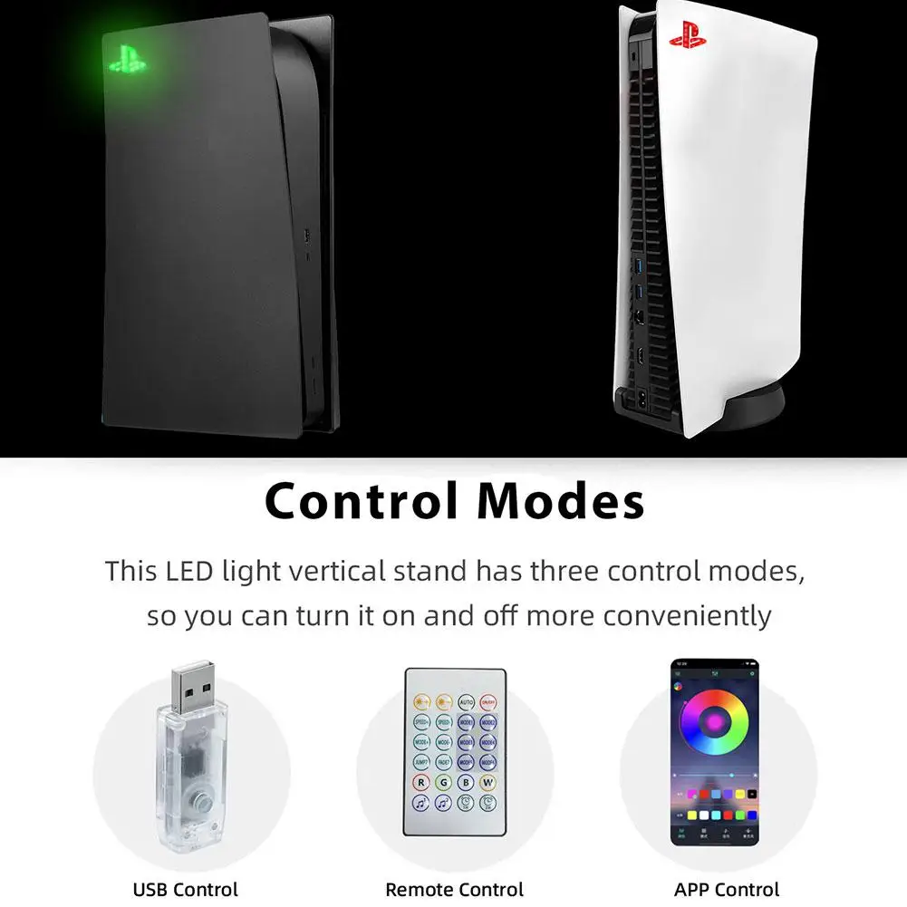 For PS5 RGB Logo Light Board 8 Fixed Colors USB Lights For PS5 Command Remote APP Control Sound Pickup For LED PS5 Accessories