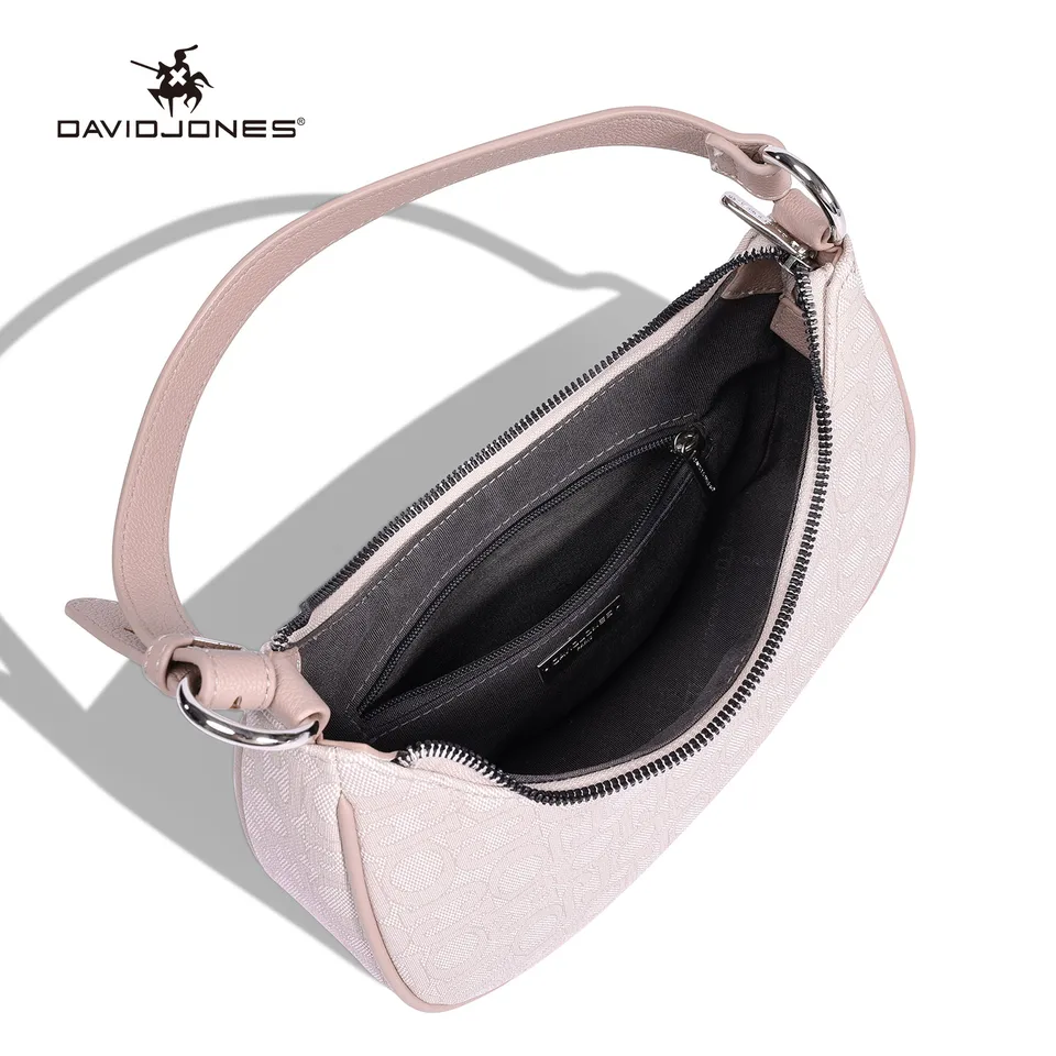 David Jones - Piccola Borsa a Tracolla Spalla Donna - Borsa Mano PU Pelle con Patta e Tornello - Messenger Crossbody Bag Clutch Borsetta Sera Pochette Elegante Shopping Viaggio - Beige Talpa
