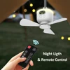 Ceiling Fan Portable Camping Tent Ceiling Canopy Fan 8000mah Rechargeable Wireless Fan Air Circulators with Remote Control Light 3
