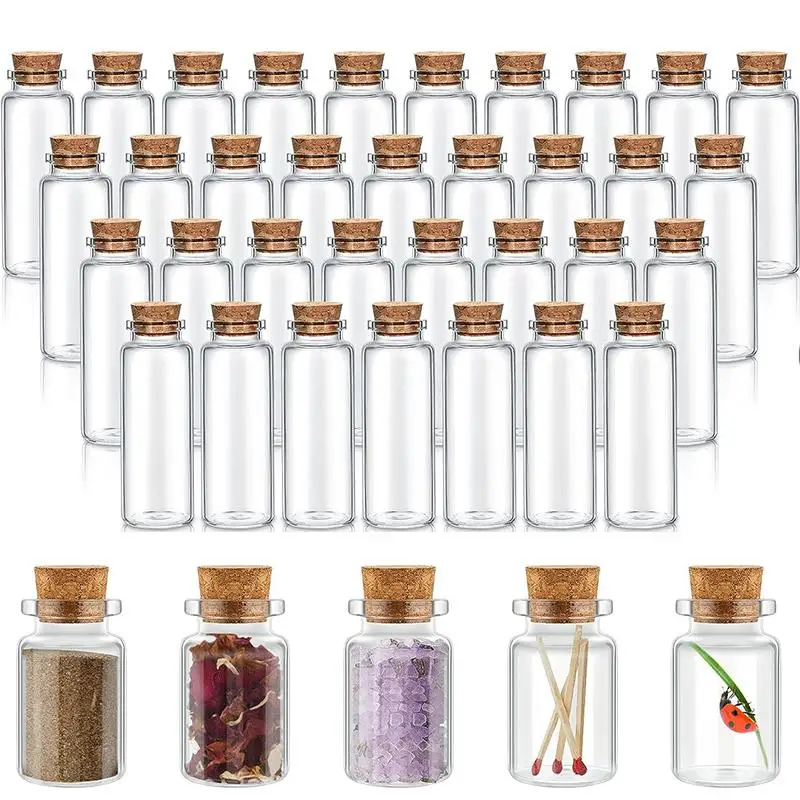 10pcs Small Glass Bottles with Clear Cork Stopper Jars Tiny Wedding Vials 0.5-5ml Message Favor Containers Jewelry Spell Jars glass bottles
