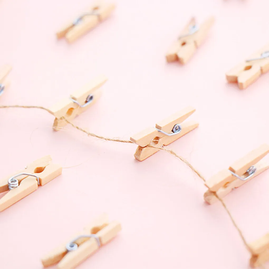300/500/1000 Pieces Mini Wooden Clip Natural Wooden Clothespins DIY Decorative Log Color Hanging Photo Clips with Metal Spring 3