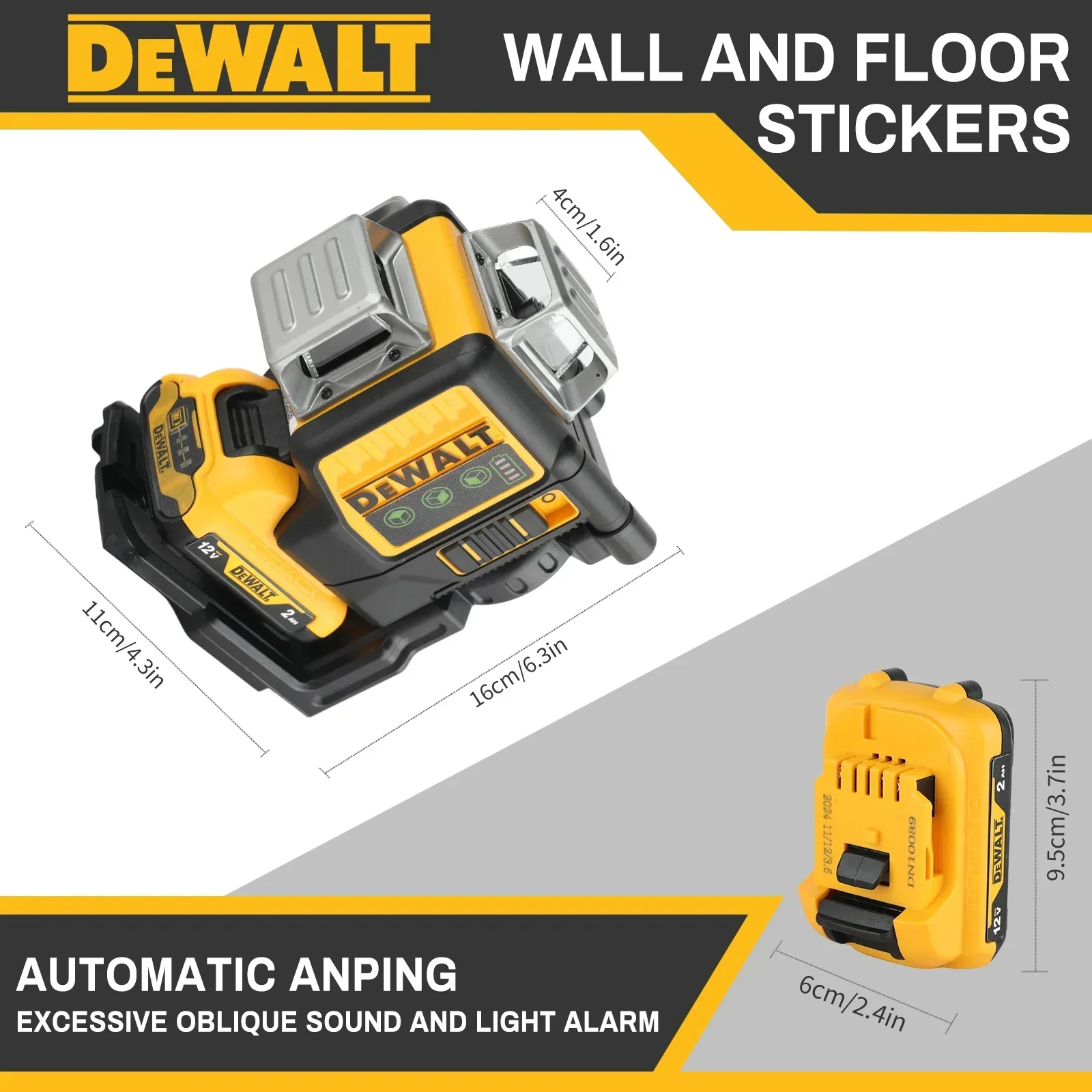 Dewalt DW089LG Laser Level 3 Sides*360 Degree Vertical Lines Horizontal 12V Lithium Battery Green Light Level Meter Outdoor laser level