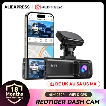 REDTIGER F7N Dash Camera Front and Rear 4k Dash Cam  Drive Recorder for WiFi GPS Car Dvr for 24H Parking Mode Black Box for Car 1