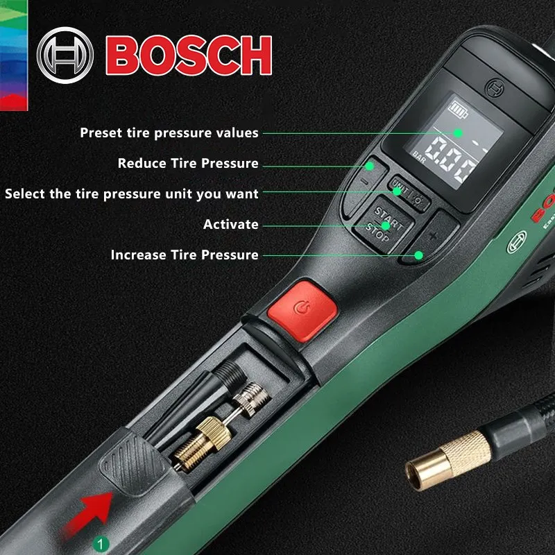 Bosch Original Car Inflator Pump Inflatable Treasure Box Electric High  Pressure Air Pump Protector Simple Wireless Inflator