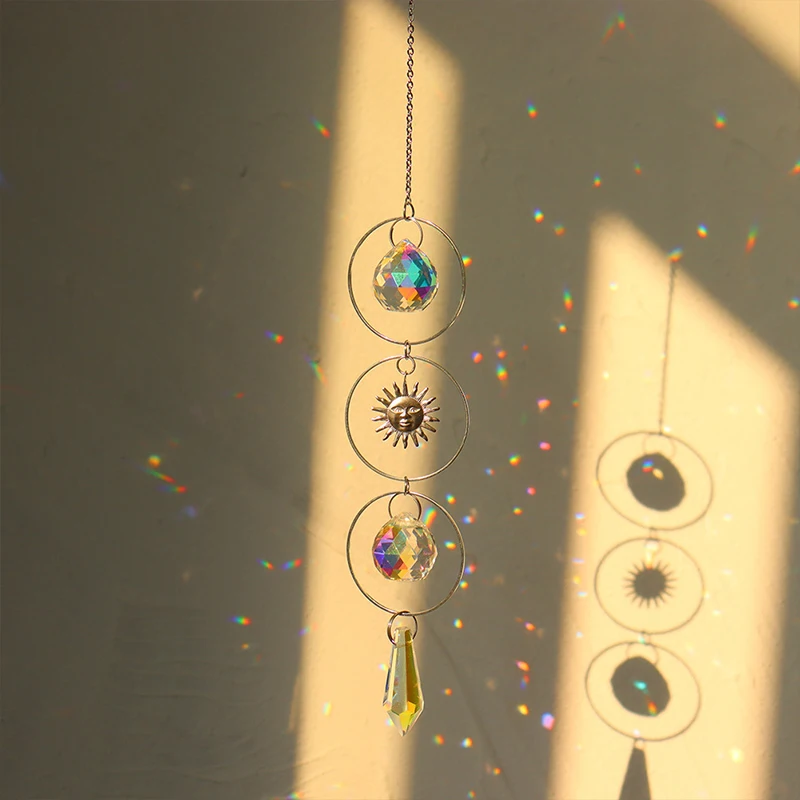 Sun Catcher Star Moon Light Catcher Window Pendant Decoration Home Hanging Wind Chime Crystal Pendant