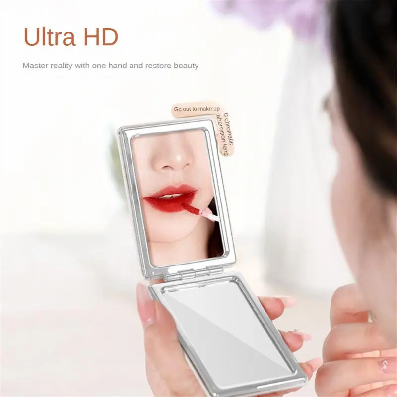 

Double-sided Mirror 3 Shapes Easy To Hold Durable Save Space Pu Travel Folding Mirror Hand-held Makeup Mirror Beauty And Health