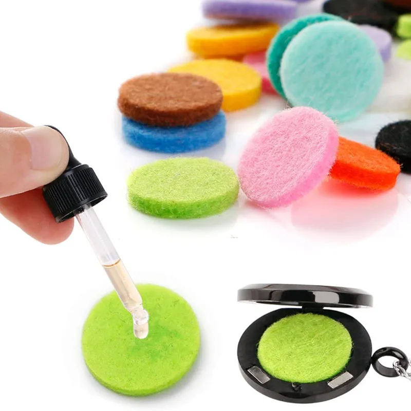 20 Pieces Round Essential Oil Refill Pads, 7-30 mm Felt Pads Aromatherapy Replacement Pads for Diffuser Necklace Bracelet