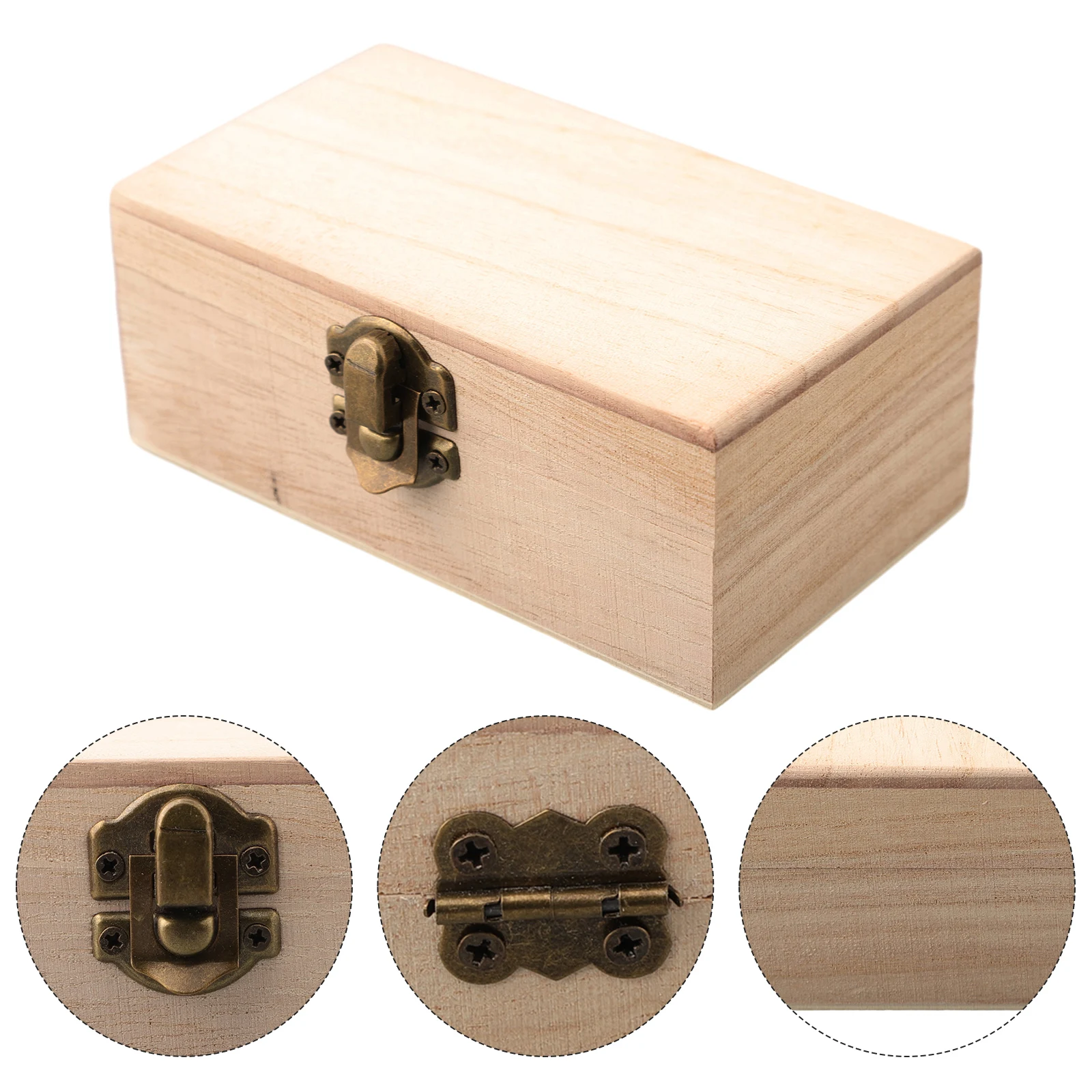 

S/M/L Wooden Storage-Box Plain Wood With Lid Multifunction Square Hinged Craft Gift Boxes For Home Supply Storage Decora