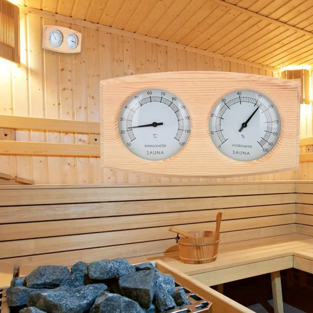 Termometro e igrometro in legno di cedro per sauna 2 in 1, accessori