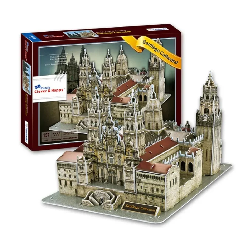 

3D puzzle clever & happy paper model assemble toy Catedral de Santiago de Compostela Spain birthday gift 1pc