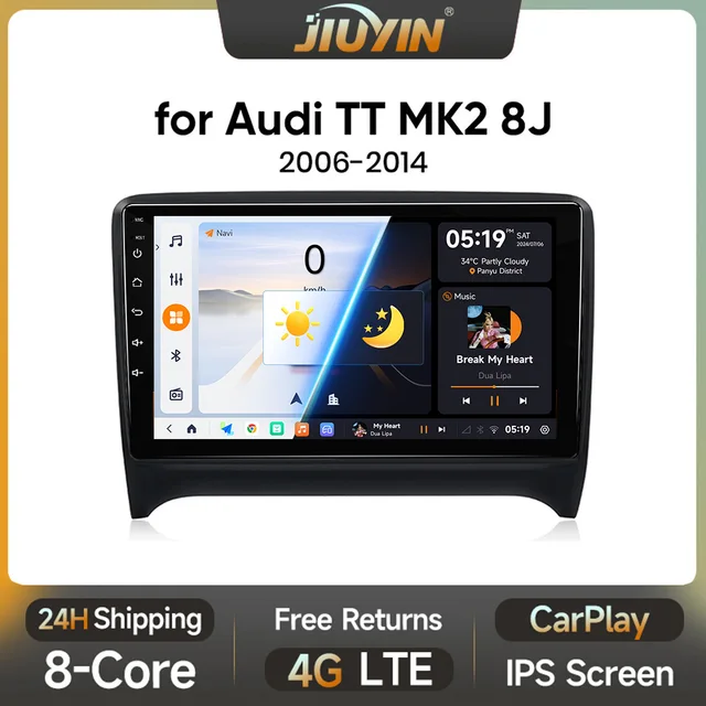 JIUYINCar Radio For Audi TT MK2 8J 2006 - 2014 Android 13 wireless CarPlay Android Auto car intelligent systems 2din DVD