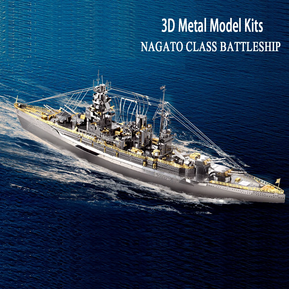 199PCS 3D Metal Puzzle Model Aircraft Carrier-Nagato Battleship DIY Adult Children's Educational Building Block Toy Gift | Игрушки и