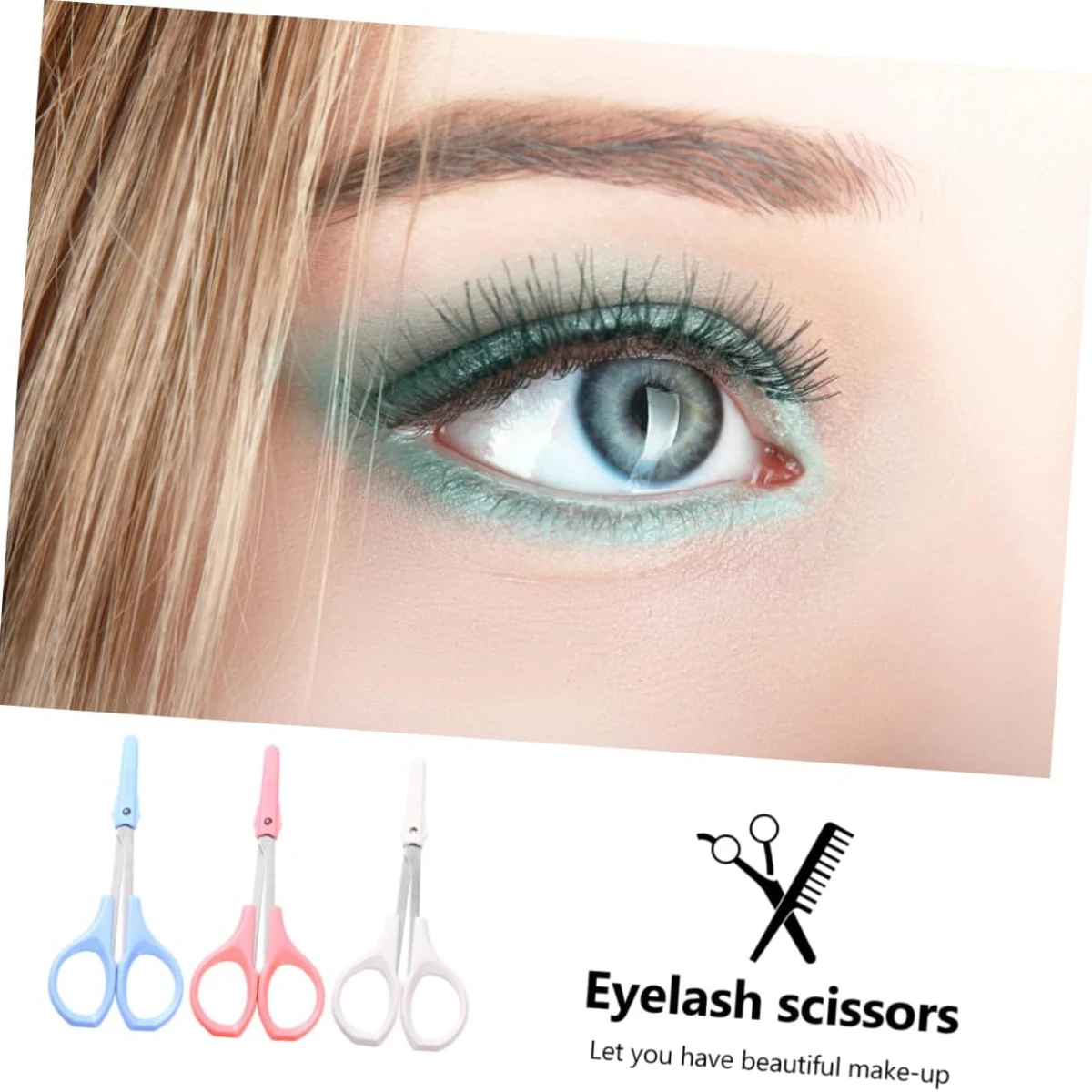 New Stainless Steel Eyelash Scissors Curved White Straight Rounded Makeup Eyelash Cut Tools Nose Hair Scissors for Wedding Gift