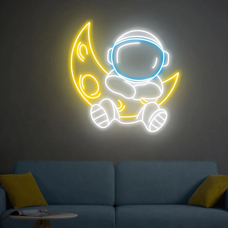 

Astronaut Hugs The Moon Neon Sign Space Astronaut Neon Light Custom Bedroom Game Room Decor Led Lights Cute Personazlied Gifts
