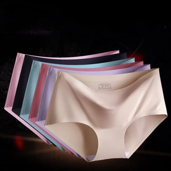 AOTOLK 3 Pz/set di Grandi Dimensioni XXL Senza Soluzione di Continuità Donne Mutandine a Vita Media Slip Femminile Biancheria Intima Traspirante Seta del Ghiaccio Biforcazione Lingerie 1