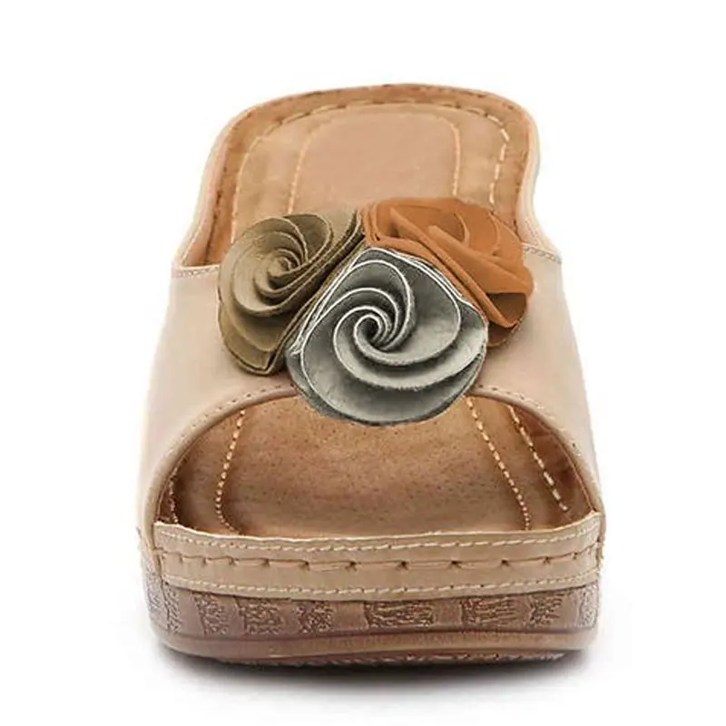 Women New Flower Sandals 2023 Wedge Heels Summer Shoes Women Outdoor Slippers Female Soft Bottom Heeled Sandals Summer Footwear