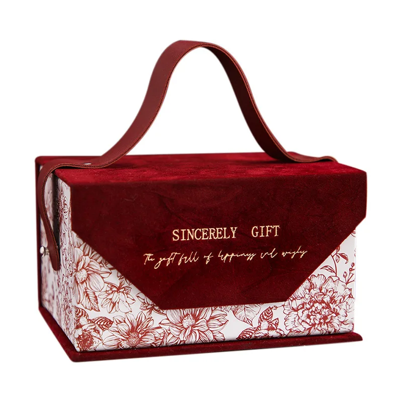 

Свадебная красная фланелевая Подарочная коробка, 1 шт., Подарочная декоративная коробка для закусок, конфет, конфет, оформление оформления ванной