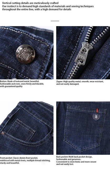 Calça Jeans Masculina Reta Elástica e Justa para Negócios