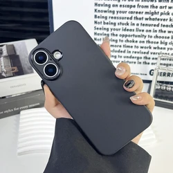 Ultra Thin Silicone Soft Case - Translucent Matte Candy Color Cover - iPhone 15 (Solid black)