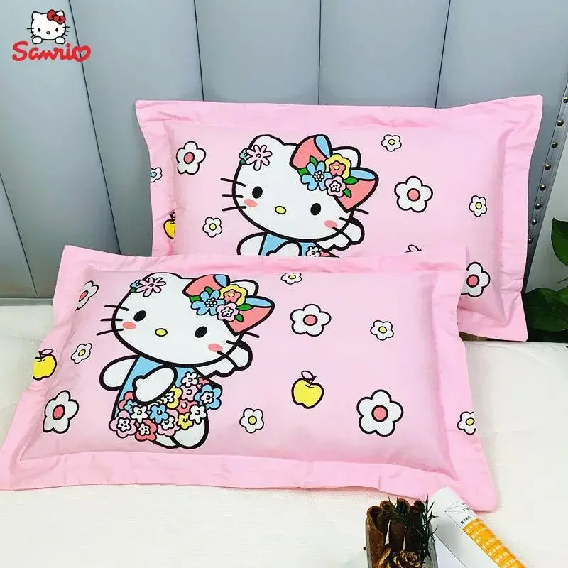 

Новинка, милая наволочка Hello Kitty, мультяшный аниме Sanrio, съемная хлопковая наволочка, Студенческая наволочка, подарок для девушек