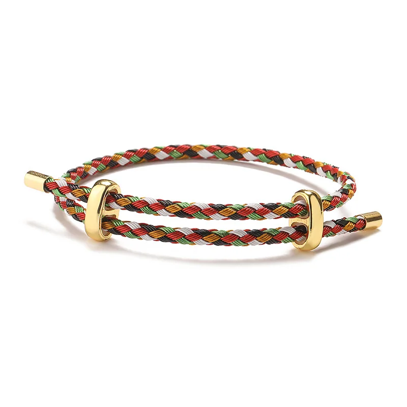 

New Bracelet Women's 18k Gold Plated Colorful Rope Chain Expandable Bracelet Popular Fashion Jewelry Festival Gift