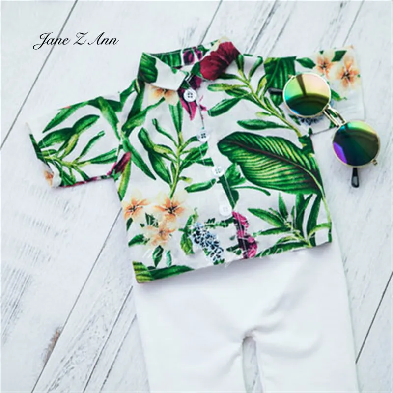 Newborn photography beachwear baby boy 100 days photo studio photography clothing props hawaii style printing shirt clothing