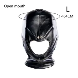 Leather Full Face Mask for Party Cosplay and Halloween (Black Open mouth L)