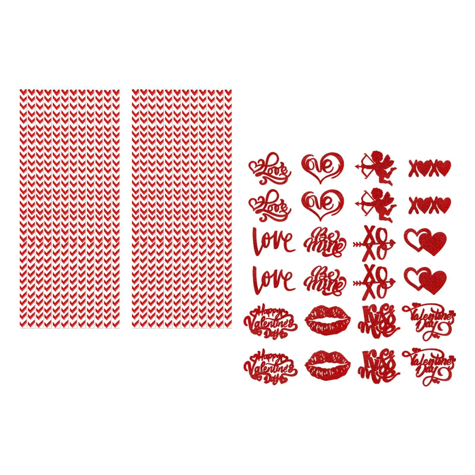 24x Valentines Day Paper Straws for Proposal Love Theme Parties Festival