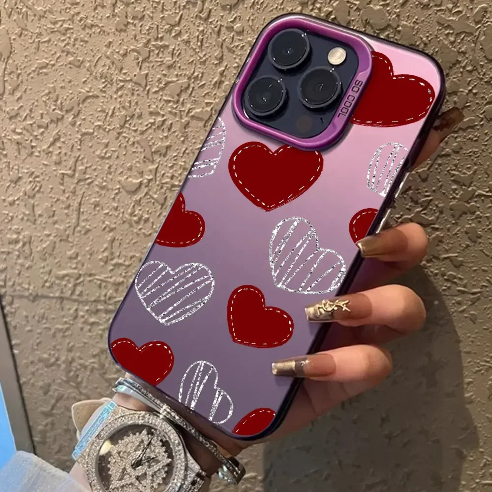 Red Love Heart Luxury Silver IMD Phone Case Cover s