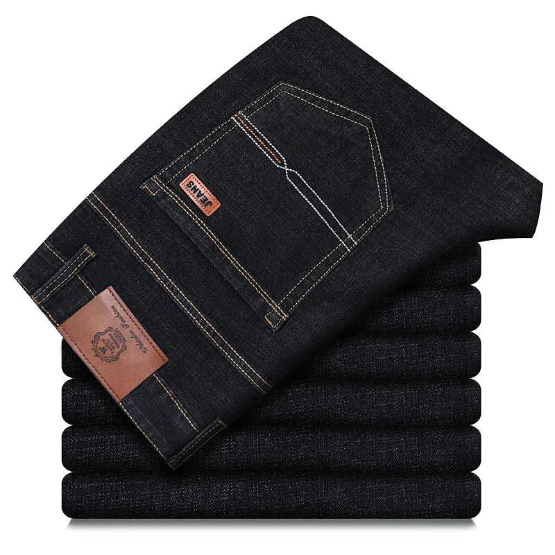 Brand Clothing Autumn Winter Classic Men's Thick Denim Trousers - Straight Fit Casual Jeans, Plus Size