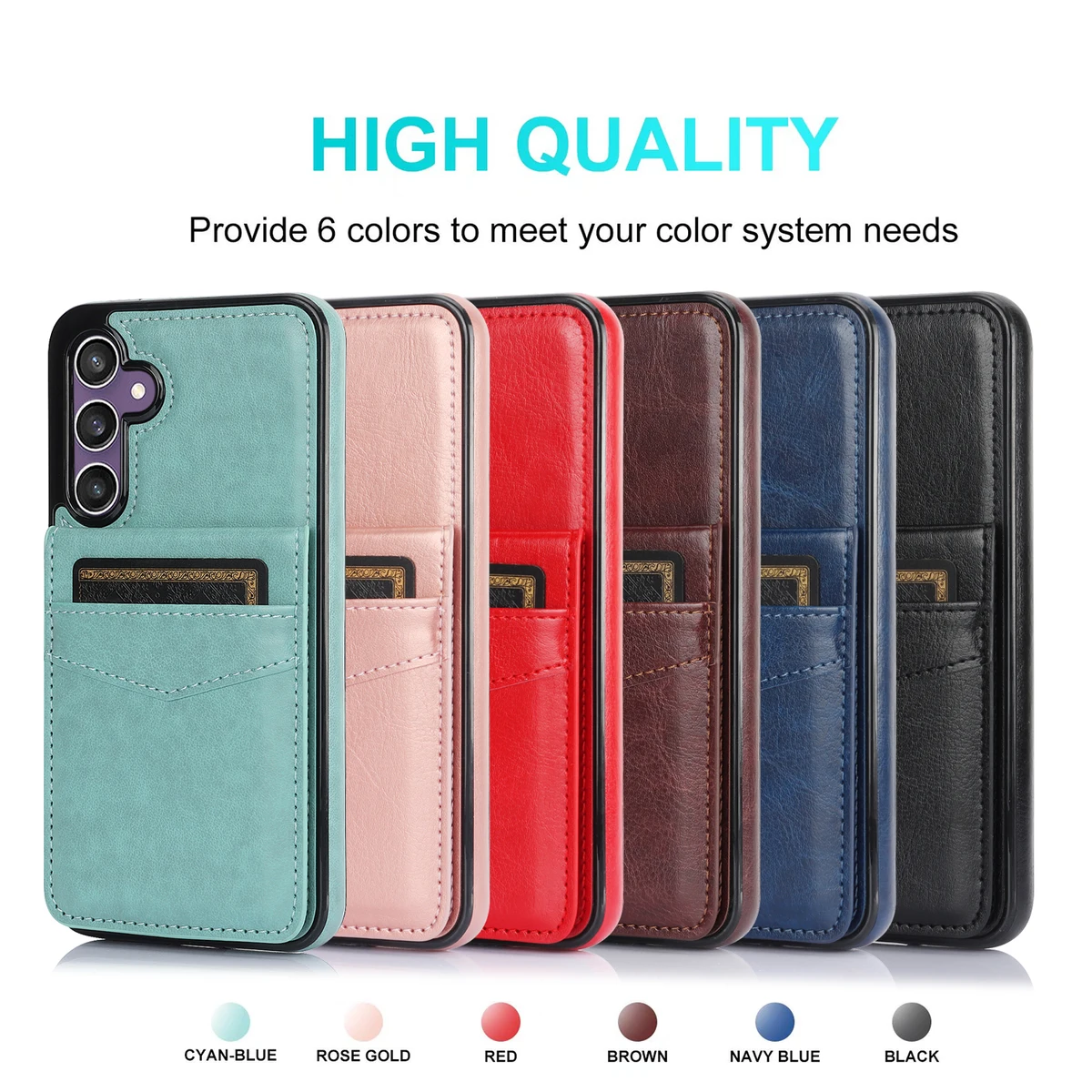 Flip Leather Card Holder Wallet Case For Samsung Galaxy S23 FE S24 Ultra S22 Plus S26 S25 Edge A56 A54 A55 A73 A17, Stand Cover — view 6
