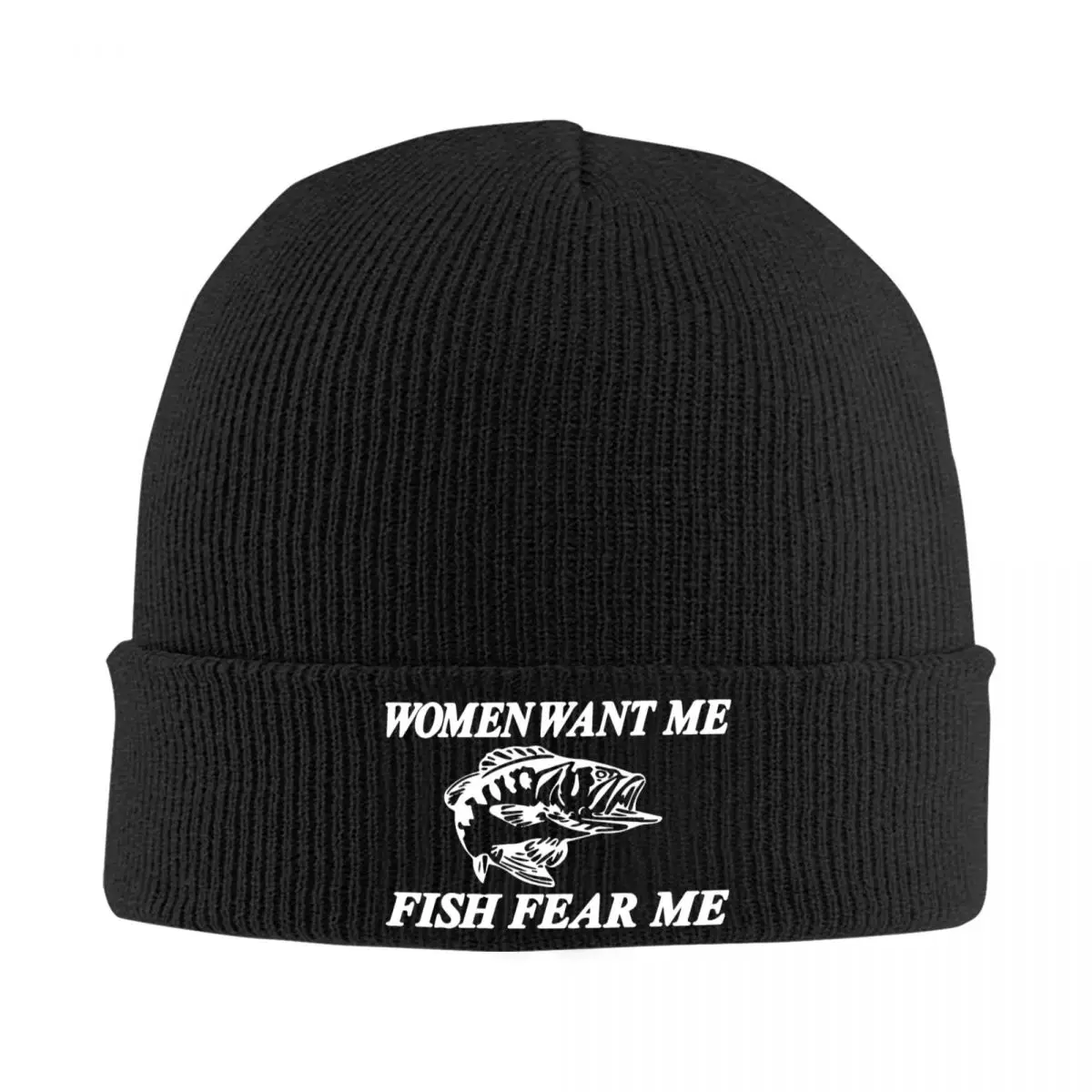 

Women Want Me Fish Fear Me Knitted Bonnet Caps Fashion Keep Warm Hats