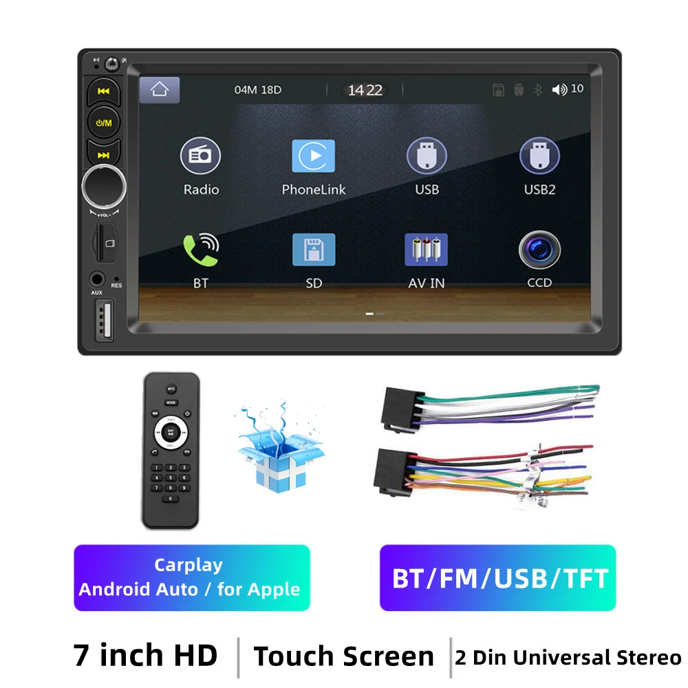 Free Shipping Android-Auto Carplay Car Radio Multimedia Video Player Autoradio Universal 2Din Stereo MP5 MP3 Audio Head Unit pioneer radio Car Radios