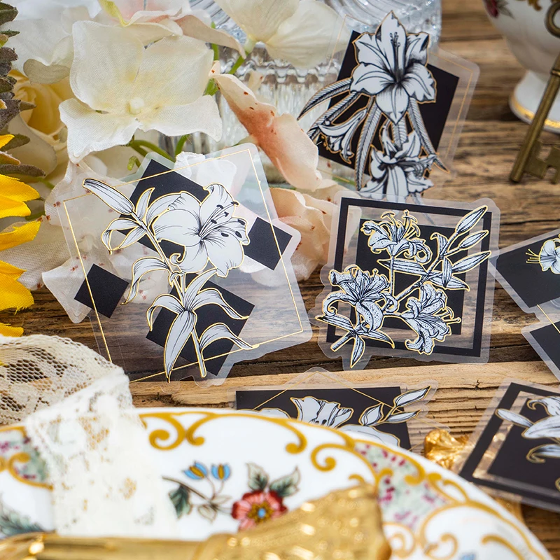 

30 штук наклейки для домашних животных черно-белые минималистичные цветы творческие DIY коллажи украшения канцелярские принадлежности 6 моделей