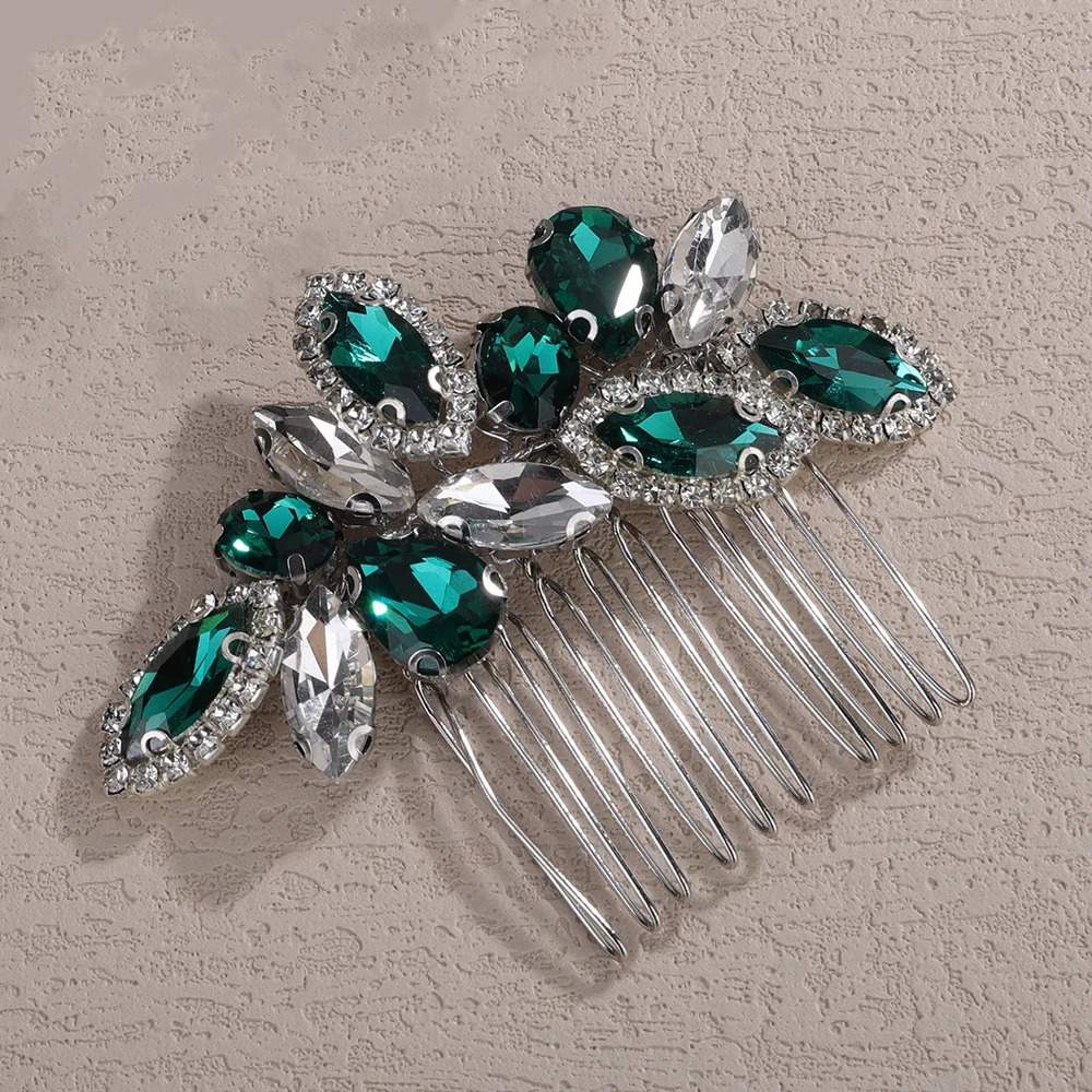Rhinestone Hair Comb Women Headpiece Wedding Hair Accessories Handmade Jewelry Women Bridal Party Prom Girls Tiaras