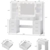 White Vanity with Mirror, Light, and Charging Station, 58.3-inch Vanity with 3 Lighting Modes, 8 Drawers, 2 Cabinets 6
